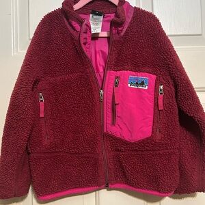 Patagonia Retro X Deep Pile Windproof Kids Pink Fleece Jacket girls size 5/6.